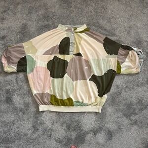 Kenzo Silk Knit Top Men XL Multi Color Abstract Polka Dot Dolman